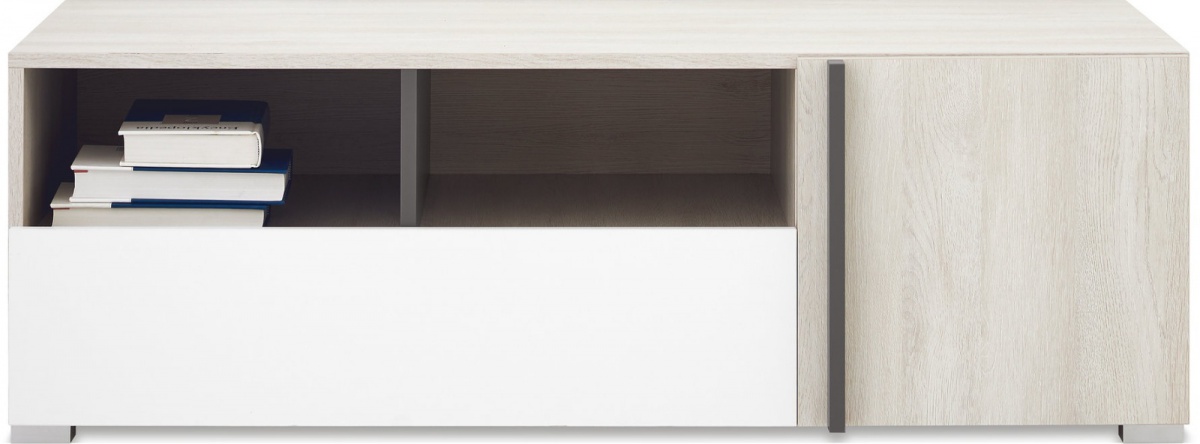 Tv stolek mateo - dub/bílá/šedá