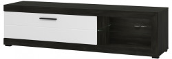 Tv stolek s osvětlením ronja - černé dřevo/bílá