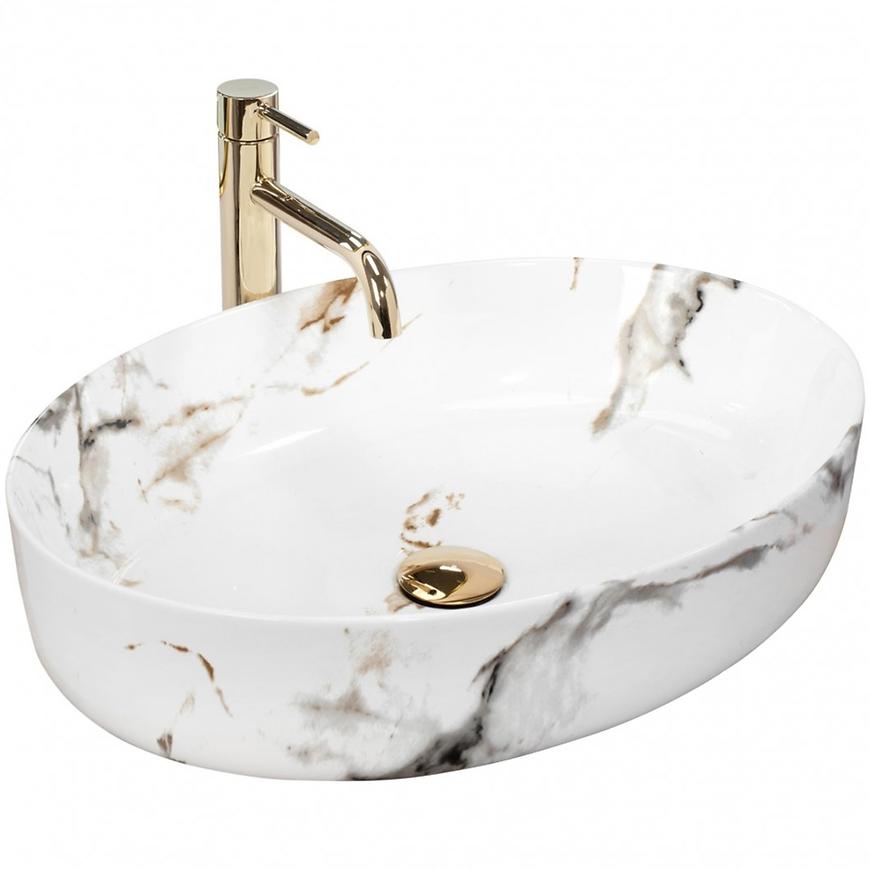 Umyvadlo na desku Queen Carrara Shiny 07RU+REA-U1232