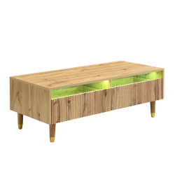 Urban Meuble KONFERENČNÍ STOLEK s LED osvětlením, dekor dub, 2 zásuvky