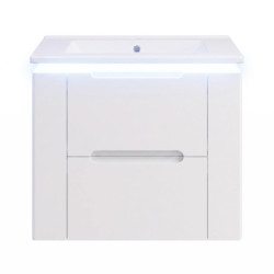 Urban Meuble KOUPELNOVÁ SKŘÍŇKA S UMYVADLEM Bílá závěsná LED 61 cm