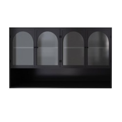 Urban Meuble NÁSTĚNNÁ SKŘÍŇKA 120 cm, kov, 4 dvířka, šedé sklo