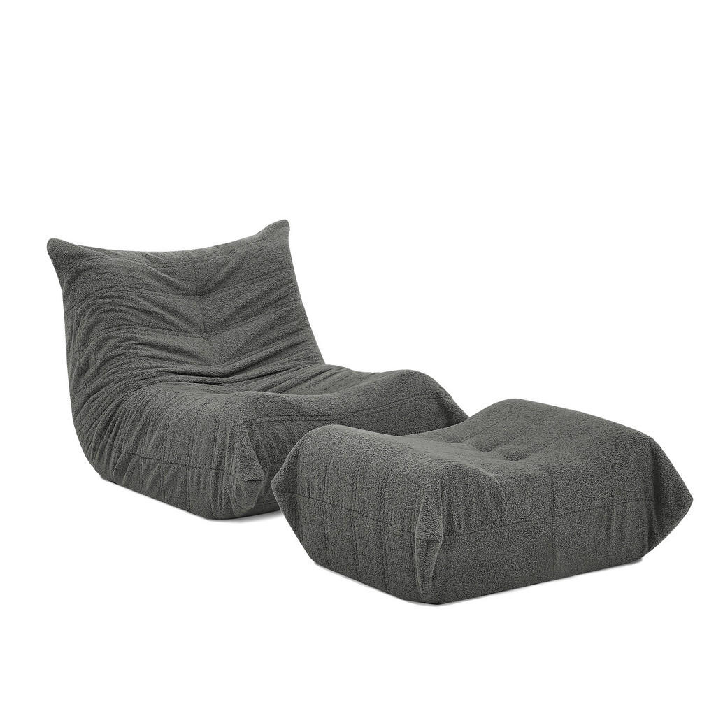 Urban Meuble RELAXAČNÍ POHOVKA vzhled teddy fleecu s taburetem, měkká a ergonomická