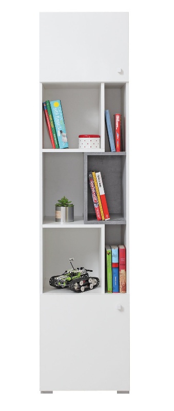 Úzký regál omega i - bílá/beton