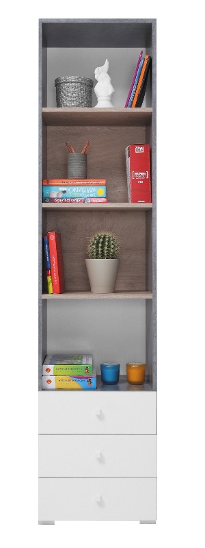 Úzký regál omega ii - bílá/dub/beton