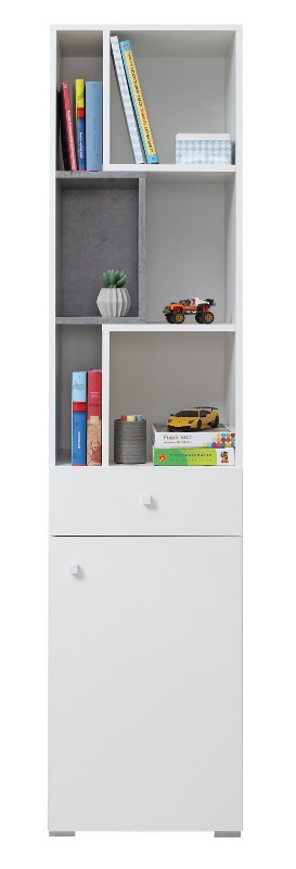 Úzký regál omega iii - bílá/beton