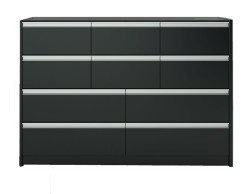 Velká komoda s 10 šuplíky cloud 048 - černá/hnědá