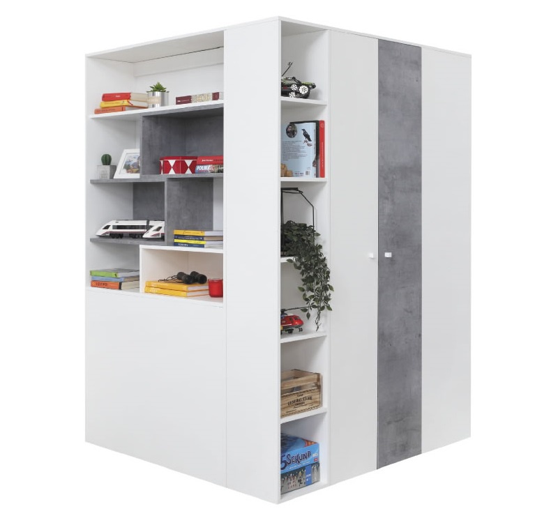 Velká šatní skříň omega - bílá/beton