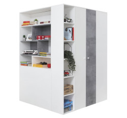 Velká šatní skříň omega - bílá/beton