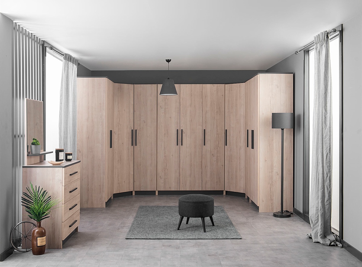 Velká skříňová sestava colin - dub kestína/šedá