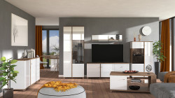 Velký obývací pokoj s vnitřním osvětlením fredrik - dub flagstaff/bílá