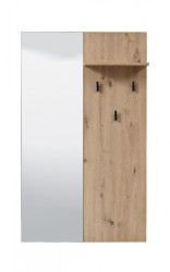 Věšákový panel se zrcadlem nathan - dub artisan/černá