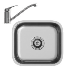 Vicco DŘEZ Flova Ocel 39 x 44 cm Sada s kohoutkem, přívodem a odvodem
