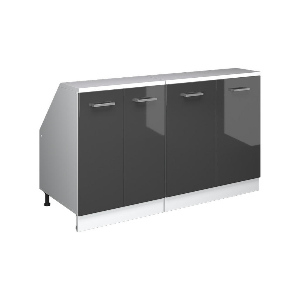 Vicco KUCHYŇSKÁ SKŘÍŇKA POD ŠIKMOU STŘECHU R-Line Antracitový vysoký lesk 140 cm Sada 2 korpusů skříně hloubka 60 cm