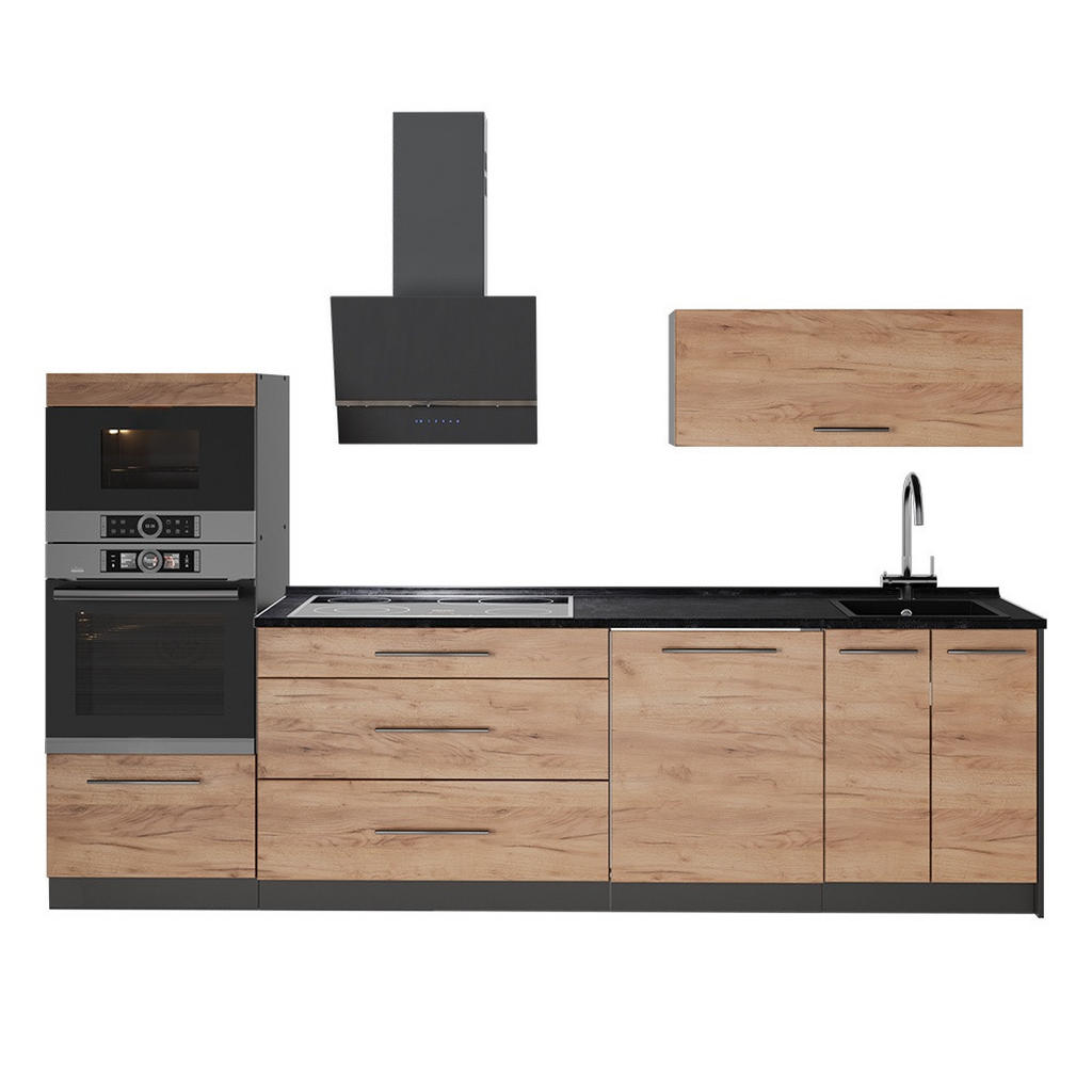 Vicco KUCHYŇSKÝ KOUT Fame-Line, Zlatý mocný dub/Antracit, 280 cm, PD Antracit