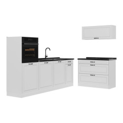 Vicco KUCHYŇSKÝ KOUT R-Line, Bílý venkovský dům/Bílá, 220 cm pracovná doska antracitová