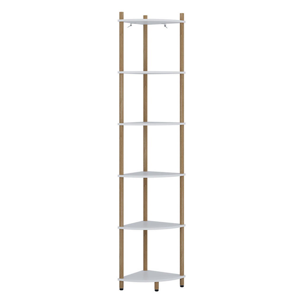 Vicco ROHOVÁ POLICE Bivio Bílá/borovice 29 x 163.5 cm se 6 úložnými přihrádkami