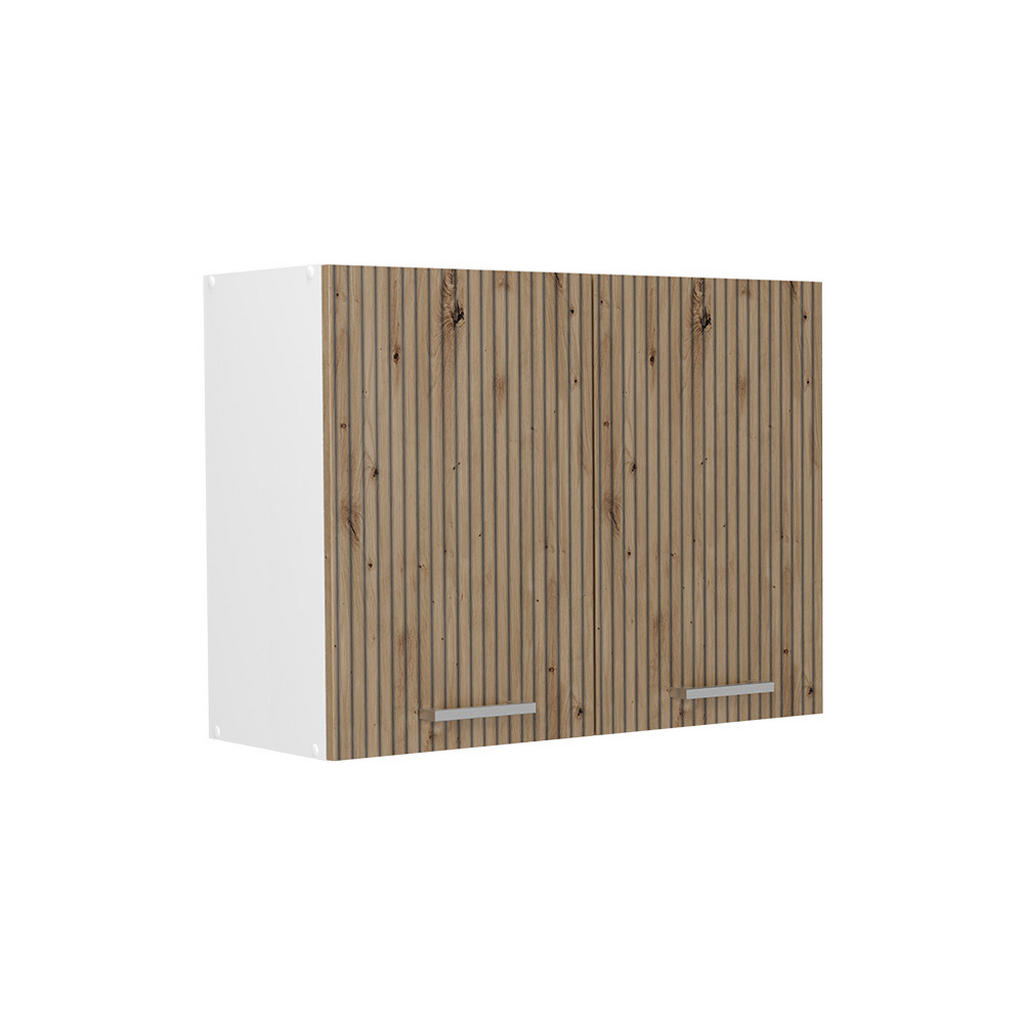 Vicco SKLENĚNÁ KUCHYŇSKÁ SKŘÍŇKA R-Line, Řemeslný dub/Bílá, 80 cm