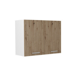 Vicco SKLENĚNÁ KUCHYŇSKÁ SKŘÍŇKA R-Line, Řemeslný dub/Bílá, 80 cm