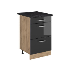Vicco SPODNÍ SKŘÍŇKA KUCHYŇSKÉ LINKY R-Line, Antracitový vysoký lesk/Zlatý mocný dub, 50 cm pracovná doska antracitová