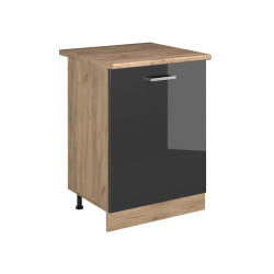 Vicco SPODNÍ SKŘÍŇKA KUCHYŇSKÉ LINKY R-Line, Antracitový vysoký lesk/Zlatý mocný dub, 60 cm s 1 dveřmi pracovná doska Dub Goldkraft