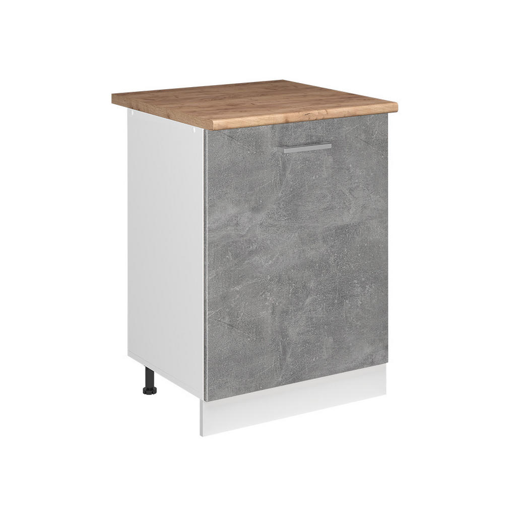 Vicco SPODNÍ SKŘÍŇKA KUCHYŇSKÉ LINKY R-Line, Beton/Bílá, 60 cm s 1 dveřmi pracovná doska Dub Goldkraft