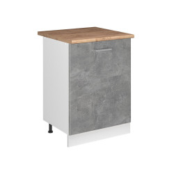 Vicco SPODNÍ SKŘÍŇKA KUCHYŇSKÉ LINKY R-Line, Beton/Bílá, 60 cm s 1 dveřmi pracovná doska Dub Goldkraft