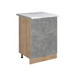 Vicco SPODNÍ SKŘÍŇKA KUCHYŇSKÉ LINKY R-Line, Beton/Zlatý mocný dub, 60 cm s 1 dveřmi pracovná doska Mramor