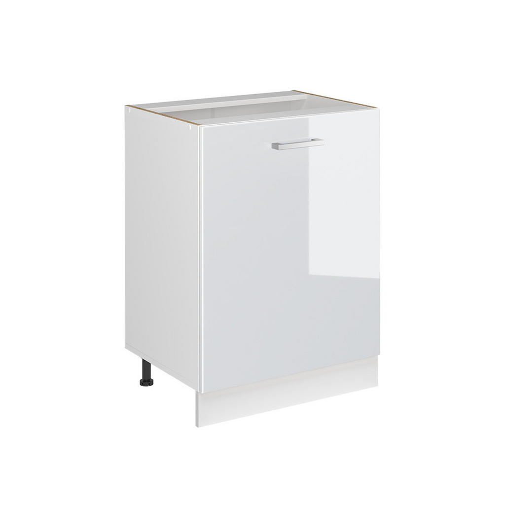 Vicco SPODNÍ SKŘÍŇKA KUCHYŇSKÉ LINKY R-Line, Bílá vysoký lesk/Bílá, 60 cm s 1 dveřmi bez pracovní desky