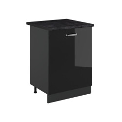 Vicco SPODNÍ SKŘÍŇKA KUCHYŇSKÉ LINKY R-Line, Černý vysoký lesk/Antracit, 60 cm s 1 dveřmi pracovná doska antracitová