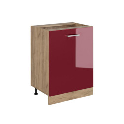 Vicco SPODNÍ SKŘÍŇKA KUCHYŇSKÉ LINKY R-Line, Červená vysoký lesk/Zlatý mocný dub, 60 cm s 1 dveřmi bez pracovní desky