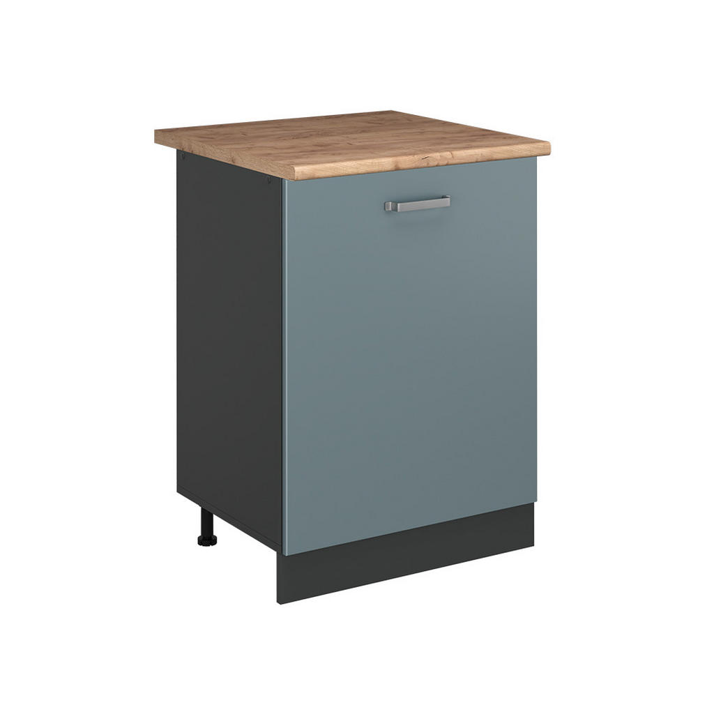 Vicco SPODNÍ SKŘÍŇKA KUCHYŇSKÉ LINKY R-Line, Modrošedá/Antracit, 60 cm s 1 dveřmi pracovná doska Dub Goldkraft