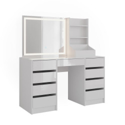 Vicco TOALETNÍ STOLEK Sherry, Bílá/Bílá vysoký lesk, 128.2 cm se zrcadlem LED