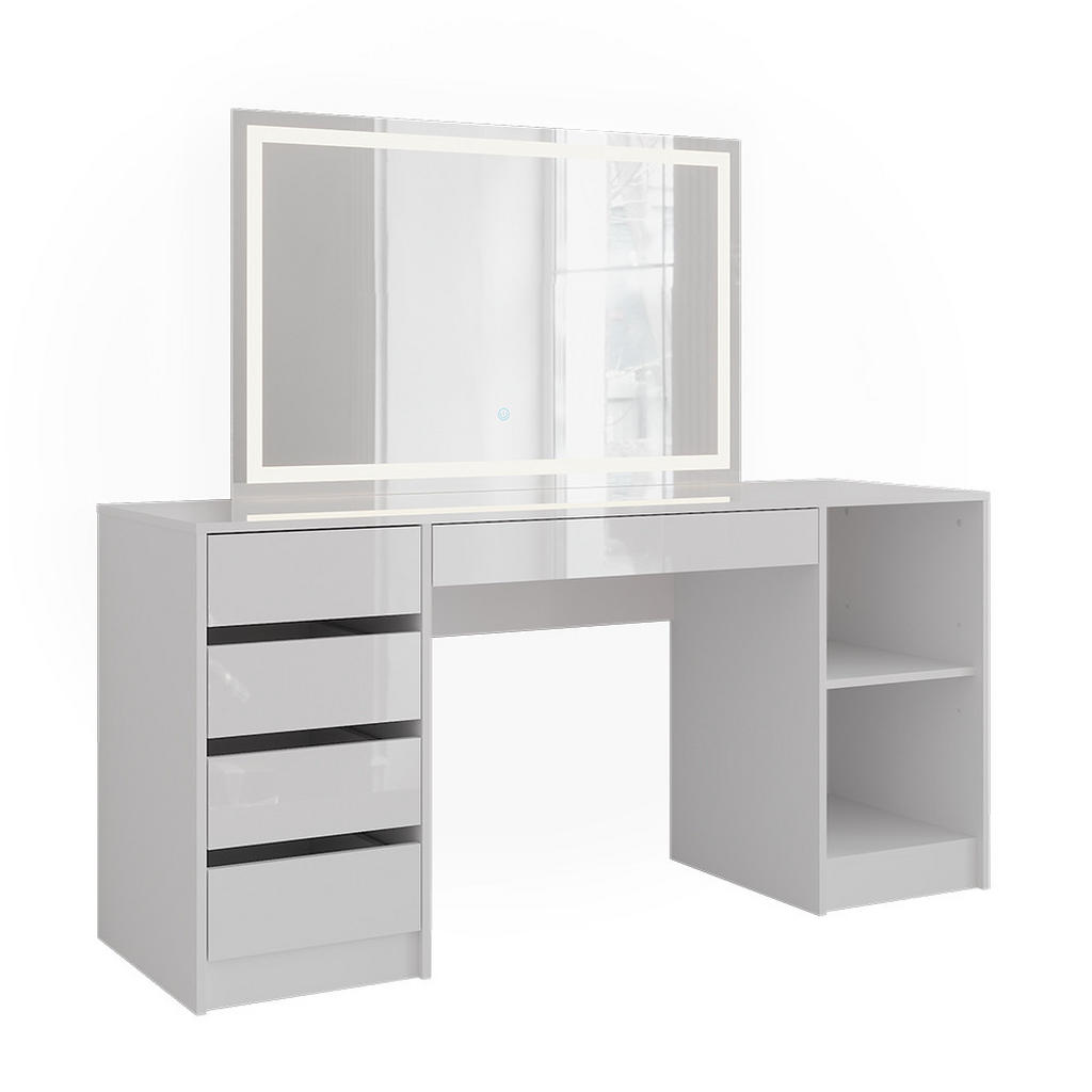 Vicco TOALETNÍ STOLEK Sherry, Bílá/Bílá vysoký lesk, 158.2 cm se zrcadlem LED