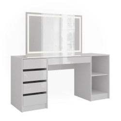 Vicco TOALETNÍ STOLEK Sherry, Bílá/Bílá vysoký lesk, 158.2 cm se zrcadlem LED