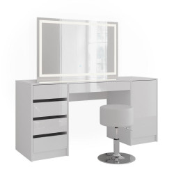 Vicco TOALETNÍ STOLEK Sherry, Bílá/Bílá vysoký lesk, 158.2 cm se zrcadlem LED a stoličkou
