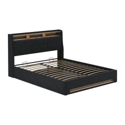 VitaliSpa ČALOUNĚNÁ POSTEL Christin Antracit/dub 160x200 s LED a USB portem