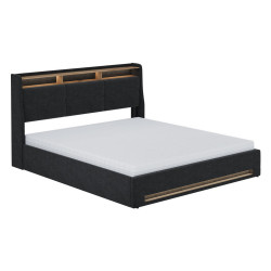 VitaliSpa ČALOUNĚNÁ POSTEL Christin Antracit/dub 180x200 s LED, USB portem a matrací