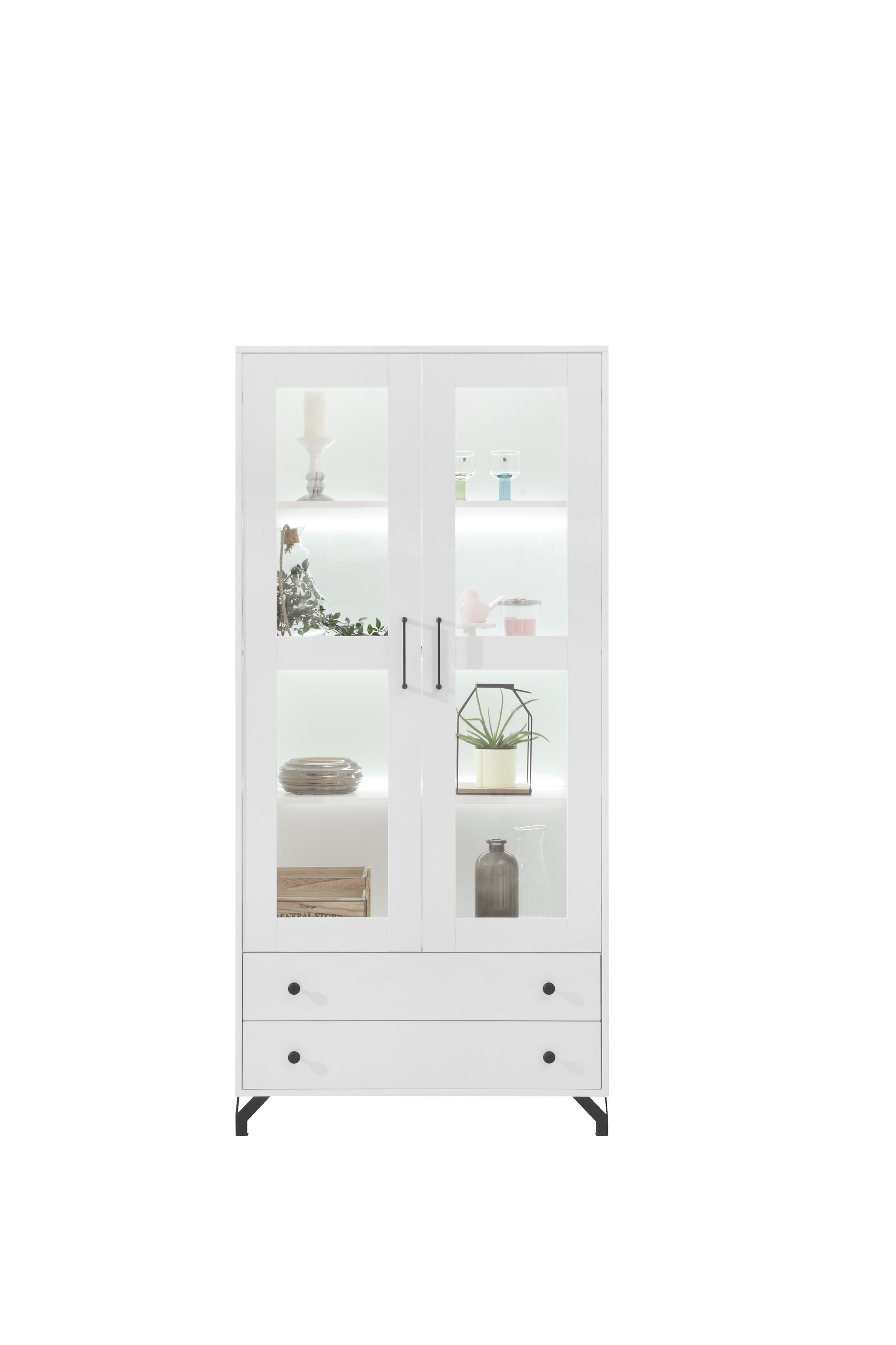 Vitrína Bergen BE2 Barva korpusu: Bílá/Bílý lesk