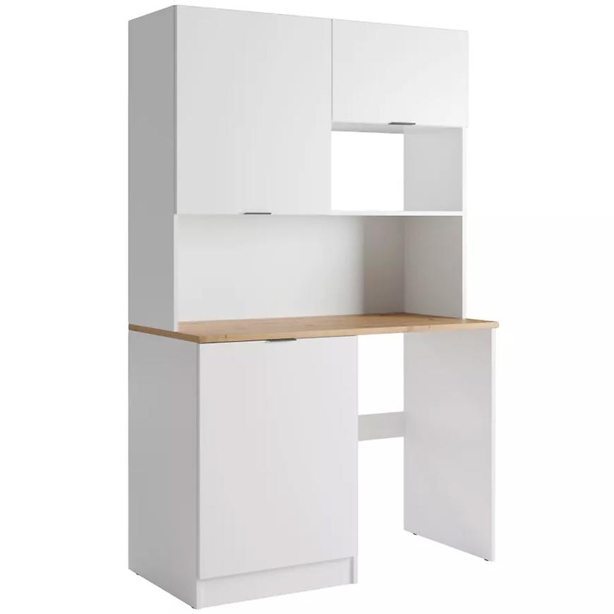 Vitrína do kuchyně Luna bílá s deskou dub artisan