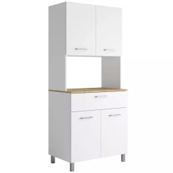 Vitrína do kuchyně Milano bílá s deskou dub artisan