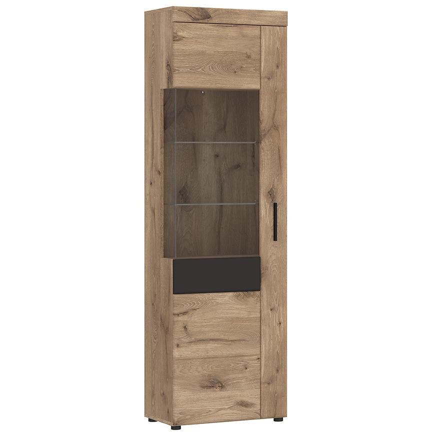 Vitrína Grano GRNV01L 1D dub viking/pvc dub viking/pvc šedý vesmír