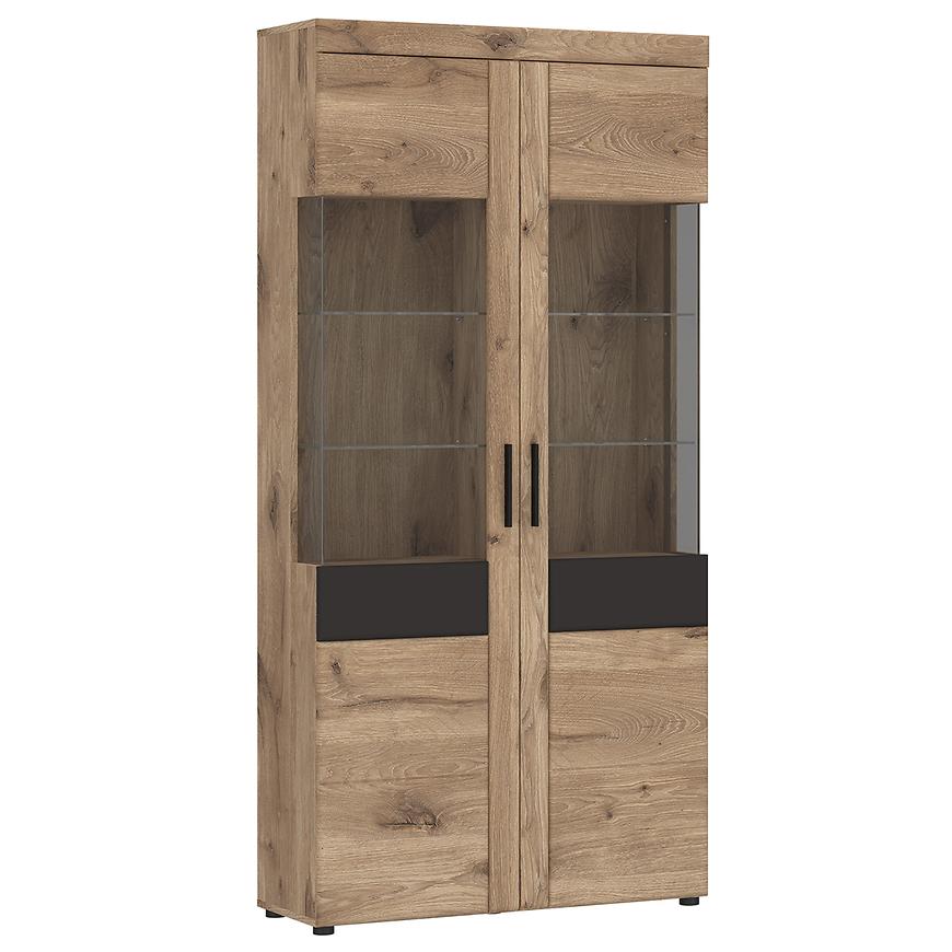 Vitrína Grano GRNV02 2D dub viking/pvc dub viking/pvc šedý vesmír