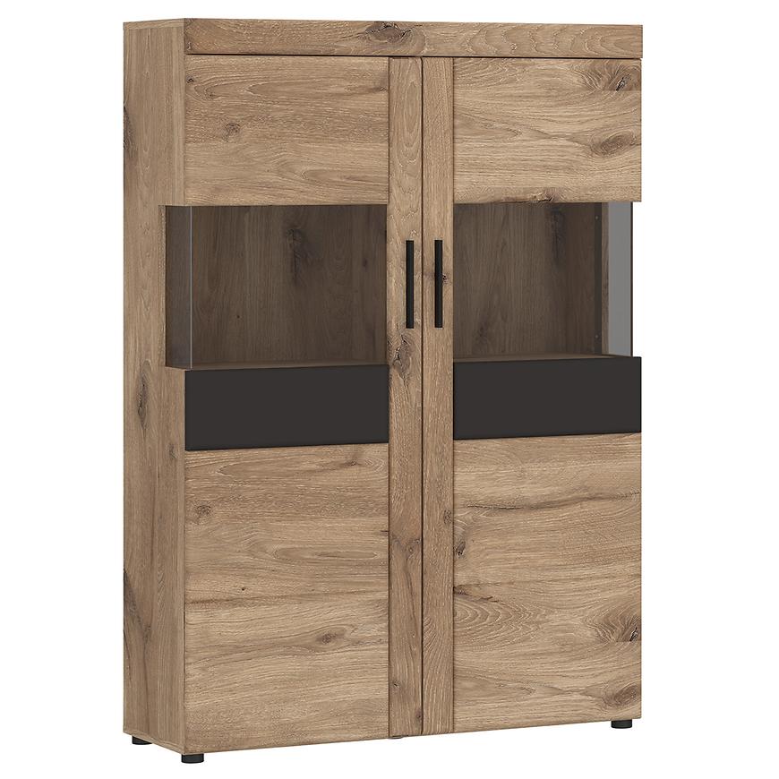 Vitrína Grano GRNV03 2D dub viking/pvc dub viking/pvc šedý vesmír