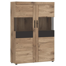 Vitrína Grano GRNV03 2D dub viking/pvc dub viking/pvc šedý vesmír