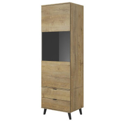 Vitrína Nest w-2 dub lefkas/Černá