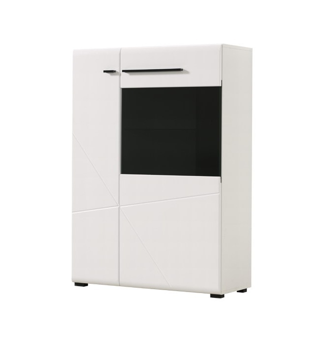 Vitrína široká s osvětlením heber - bílá/černá