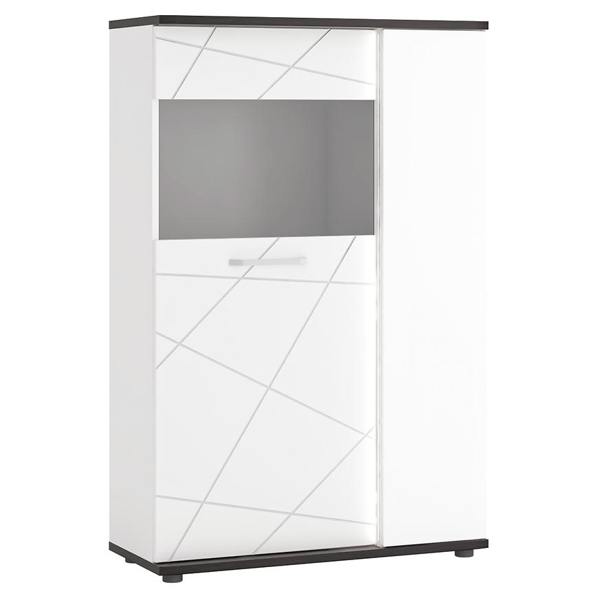 Vitrína Venezia VENV02R 2D bílý alpský/dub vicenza černá/mdf bílý l