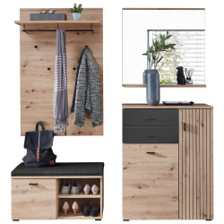 Voleo PŘEDSÍŇOVÁ STĚNA, černá, dub artisan, 183/202/38 cm