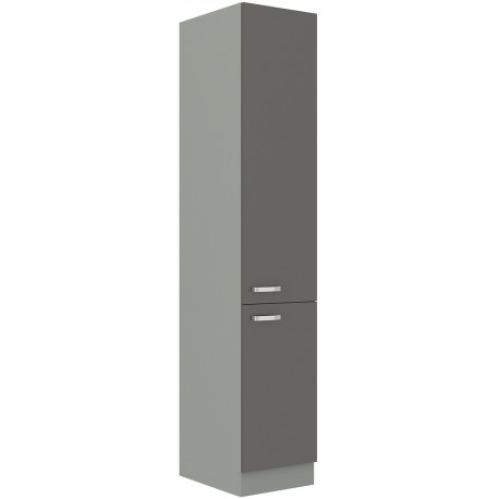 Vysoká potravinová skříňka 40 DK-210 2F Barva korpusu: Šedá, Barva dvířek: Šedý lesk (Šedá)